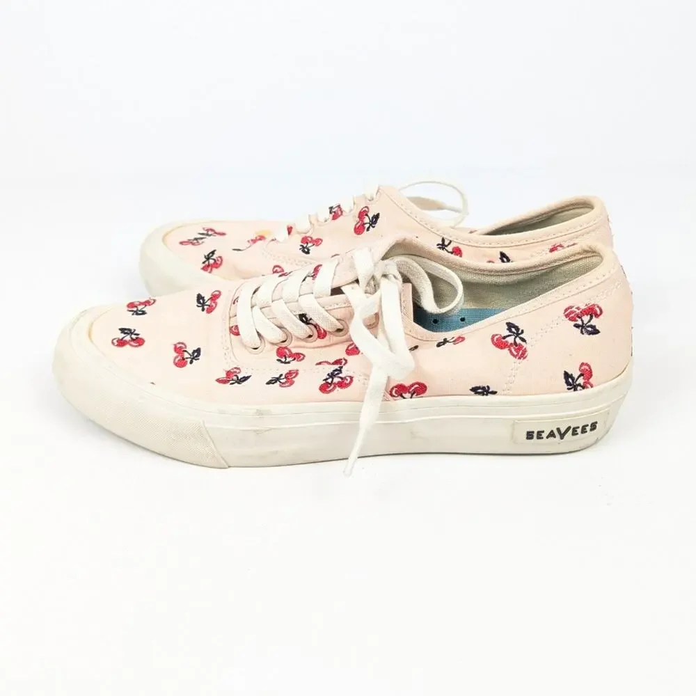 J. Crew SeaVees Embroidered Cherries Casual Legend Sneakers Size 8